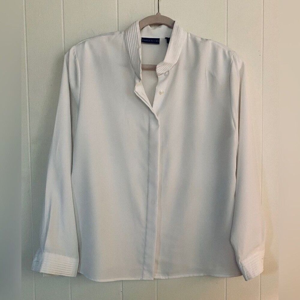 Karen Scott Blouse Women’s Large White Office Corpcore Feminine
